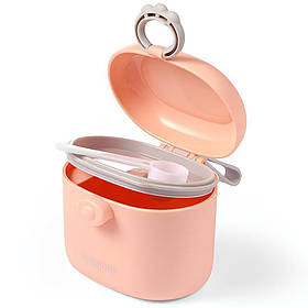 Контейнер-дозатор для зберігання сухої дитячої суміші молока 240 мл з мірною ложкою Baby Ono персиковий