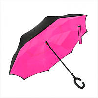 Зонт наоборот ветрозащитный обратного сложения антизонт Up-Brella 120 см Розово-Красный HUB