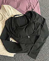 Стильная летняя обтягивающая женская кофта с вырезами креп дайвинг (черный молочный розовый) размер 42-48 Черный