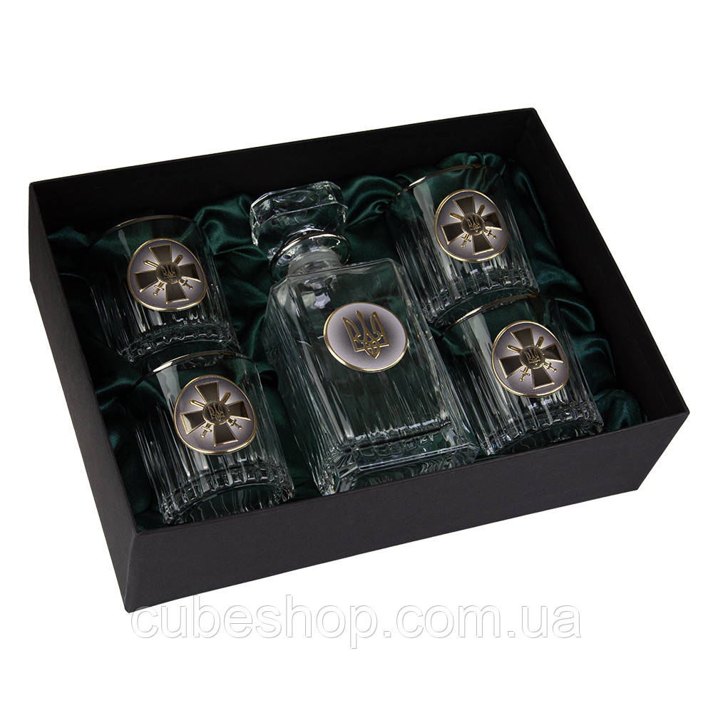 Набір для віскі "Сухопутні війська ЗСУ" Boss Crystal (графин + 4 склянки), фото 1
