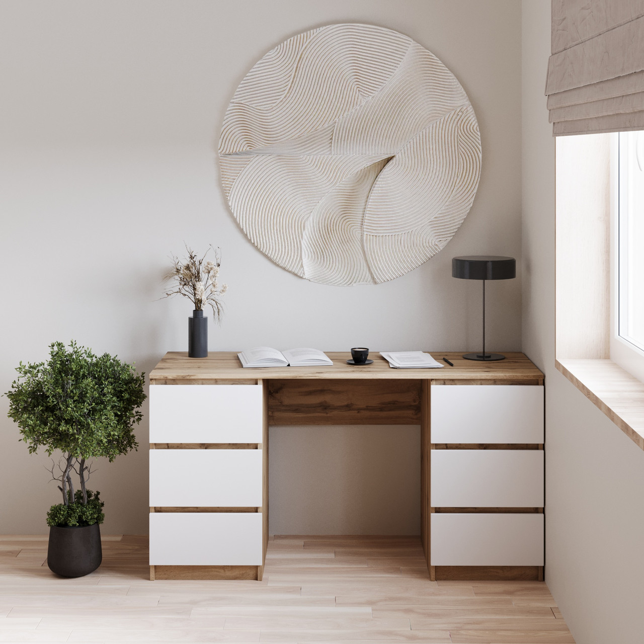 Письмовий стіл 754х1400х550 мм Дуб Тахо\Білий, фото 1