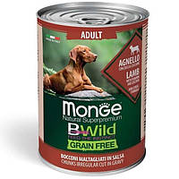 Вологий корм для собак, Monge (Монж), Dog Wet Bwild Grain Free Adult, 400 г, (Ягня, гарбуз, цукіні)