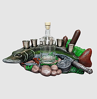 Подарочный набор для любителей рыбалки мини-бар ручной работы для алкоголя, Штоф с Щукой