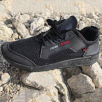 Текстильные кроссовки сеткой 45 размер | Летние кроссовки с тканевым верхом. Модель 62496. IY-125 Цвет: черный
