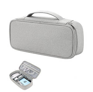 Органайзер для телефона, павербанка, зарядок, навушників, HDD,SSD, тревел кейс 25*12*6.5 см, Сірий