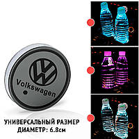 Подсветка подстаканников с логотипом Фольксваген Volkswagen 7 цветов подсветки Комплект 2 штуки