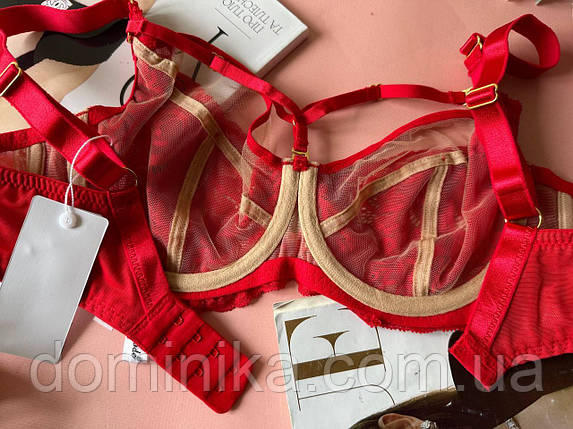 80/85С Бюстгальтер із портупеями на чашку С без поролону червоний, фото 2