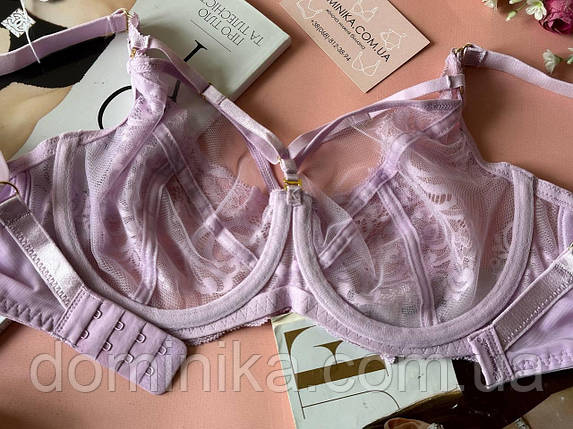 80Е Бюстгальтер без поролону на великі груди з портупеями бузковий, фото 2