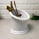 Біла підставка для столових приладів з піддоном Пеньок, фото 4
