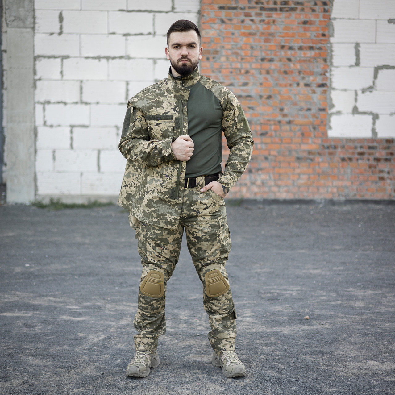 Військова тактична форма 3в1 SHARK GEN-2 (кітель+штани 7 кишень з наколінниками +сорочка убакс) піксель