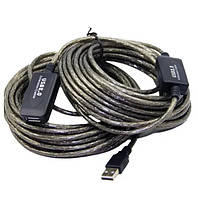 Подовжувач USB 2.0, активний репітер, кабель AM — AF, 20 м
