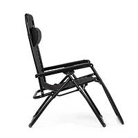 Кресло-шезлонг складной с подголовником для отдыха 2в1 60*178*102см Черное Techo