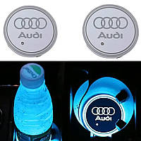 Подсветка подстаканников с логотипом Audi Ауди Комплект 2 шт