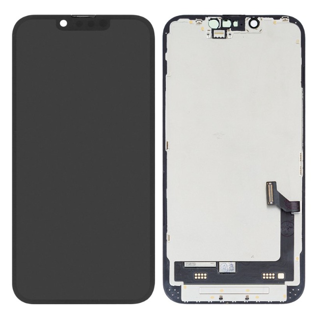 Дисплей (екран) iPhone 14, чорний, оригінал PRC переклеєне скло, фото 1