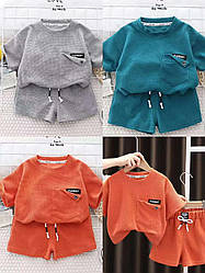 Дитячий костюм із шортами для дівчинки (Один колір у ростовці) Розміри: 8,9,10,11,12 років (29012)