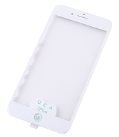 Стекло (для ремонта дисплея) для iPhone 7 Plus, белое, с рамкой, с OCA-пленкой