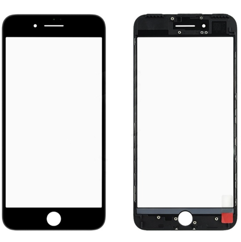 Скло (для ремонту дисплея) для iPhone 7, чорне, з рамкою, з OCA-плівкою