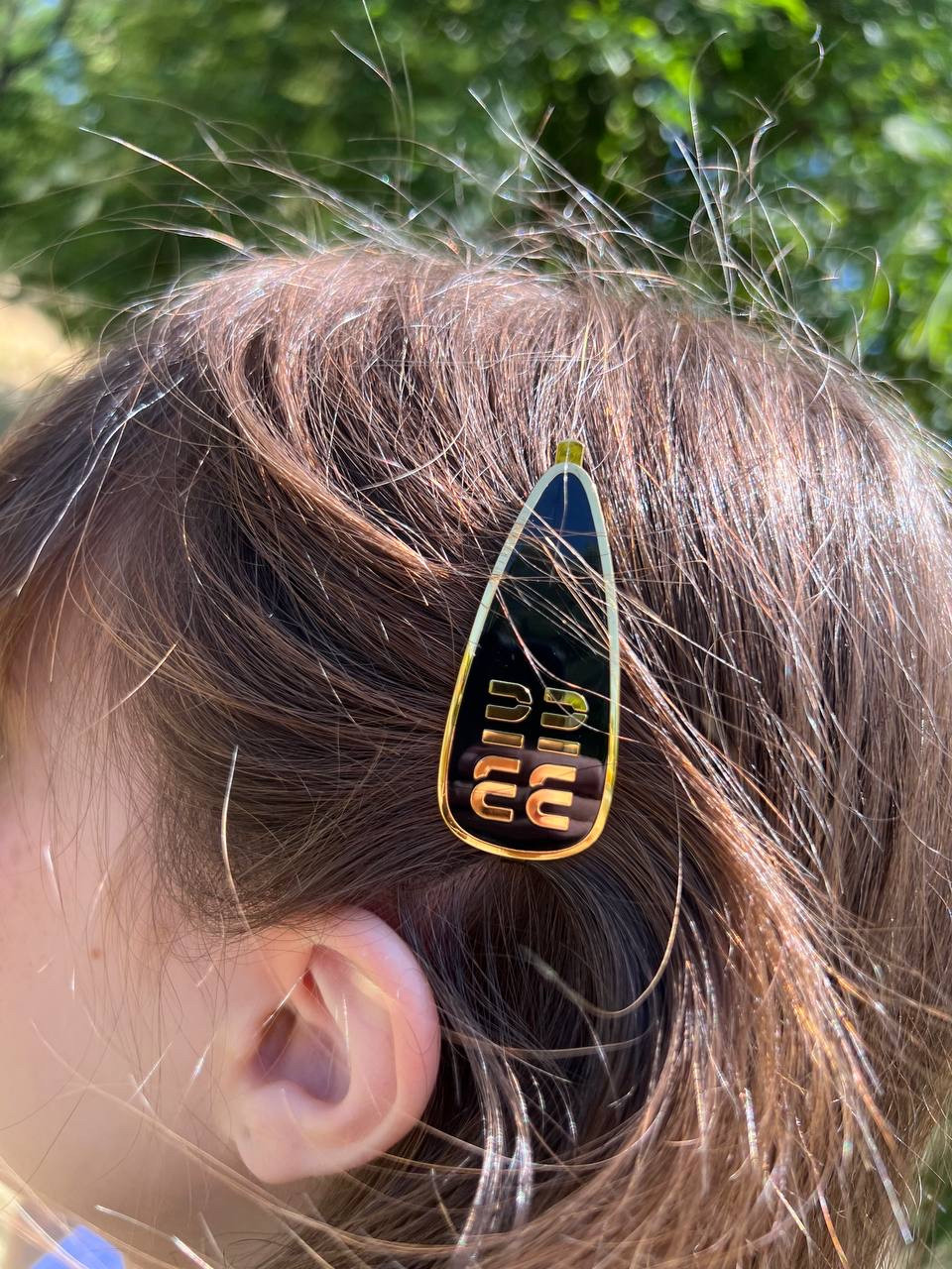 Міу-Міу шпилька бавовни для волосся з логотипом чорного кольору, фото 1