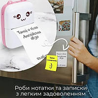 Портативный термопринтер jetix mini printer Pink, беспроводной детский минипринтер котик с термопечатью