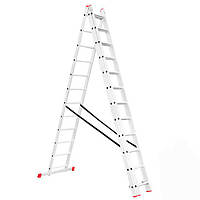 Лестница алюминиевая 3-х секционная 3x12ступеней (7,89м) раскладная, универсальная INTERTOOL