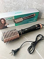 Прибор для укладки волос фен-щетка VGR V-494 мощностью 800 Вт вращающийся керамический стайлер