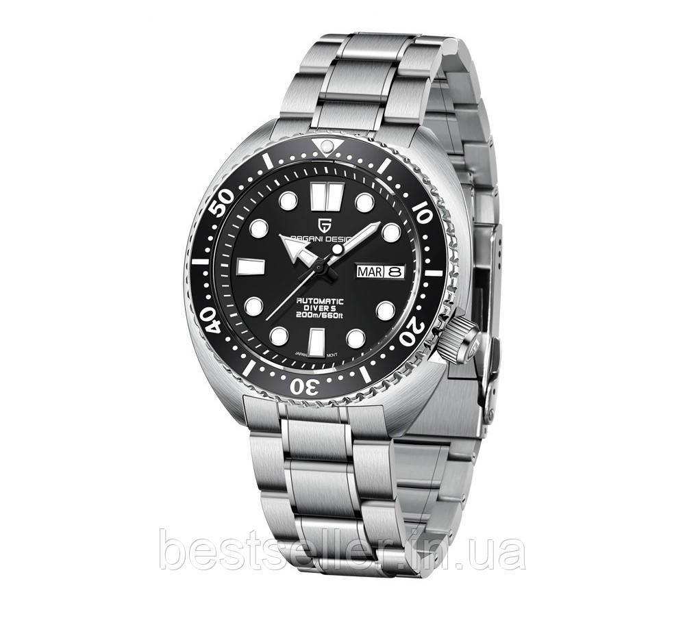 PAGANI DESIGN PD-1696 TORTOISE SEIKO NH36  200M WATER PROOF STEEL BRACELET