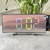 Годинник настільний з термометром 6507 нічник c RGB-підсвіткою, електронний дзеркальний LED годинник з будильником