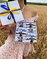 Набір жіночих патріотичних білих коротких демісезонних шкарпеток 8 пар з креативним принтом 36-41