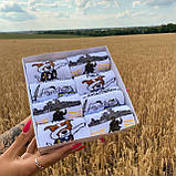 Набір жіночих патріотичних білих коротких демісезонних шкарпеток 8 пар з креативним принтом 36-41, фото 2