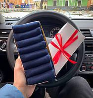 Бокс шкарпеток жіночих коротких синіх літніх легких базових однотонних 36-40 8 пар у подарунковому пакованні BG