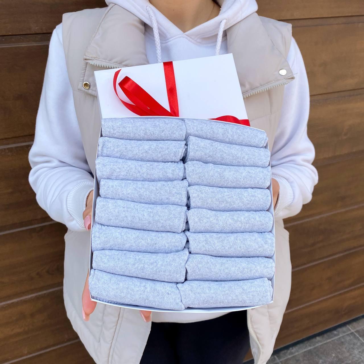 Комплект шкарпеток чоловічих коротких літніх сірих базових міцних 41-45 16 пар у подарунковому пакованні BG, фото 1