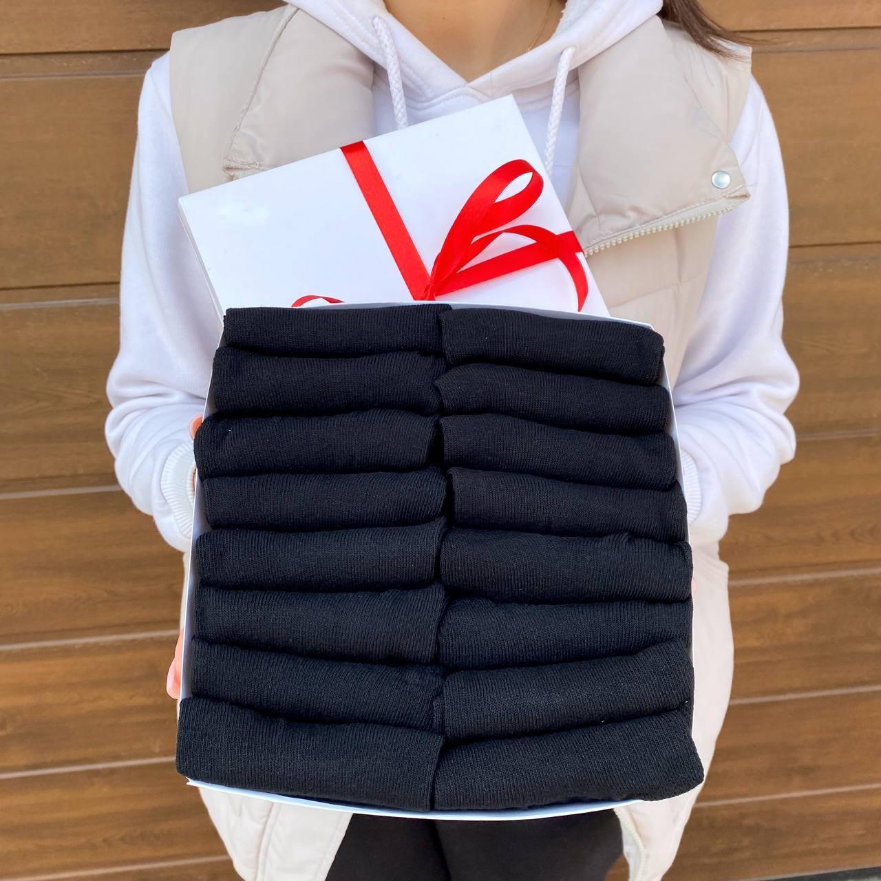 Бокс чоловічих коротких коротких чорних однотонних якісних 41-45 16 пар для хлопця на подарунок BG, фото 1