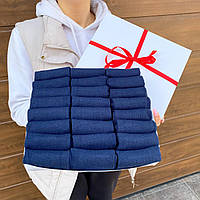 Набір шкарпеток чоловічих коротких синіх бавовняних міцних 41-45 24 пари в прикольному подарунковому пакованні BG