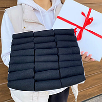 Комплект шкарпеток чоловічих коротких літніх чорних базових повсякденних 41-45 24 шт. у крутій подарунковій коробці BG