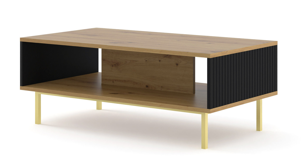 Журнальний столик Ravena B 90x60 дуб артисан/чорний матовий/золотий BIM Meble