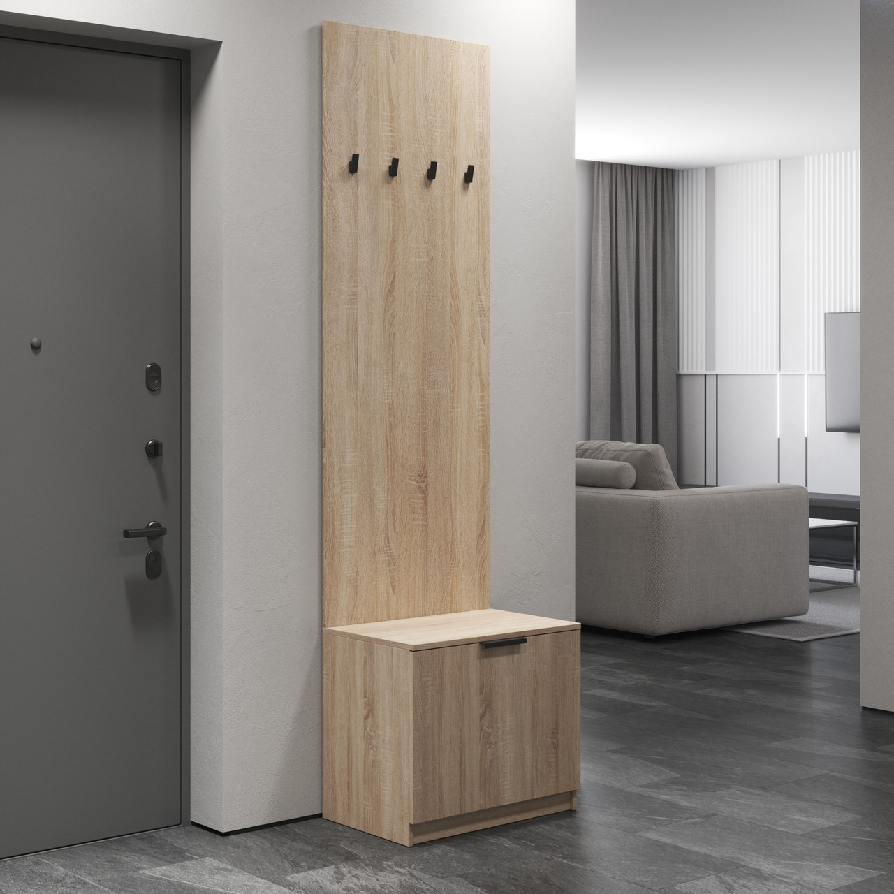Вішалка для передпокою VAYS, підлогова, з тумбою для взуття M-43 Дуб Сонома, фото 1