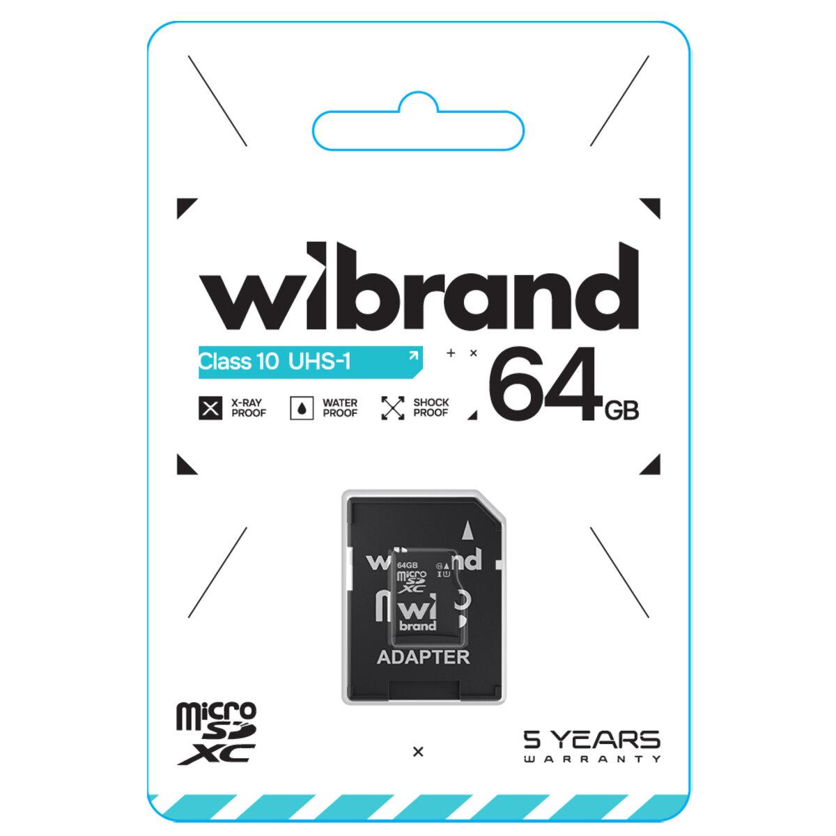 Карта пам'яті Wibrand microSDXC 64 GB class 10 UHS-I U1 + SD Adapter (WICDXU1/64GB-A)