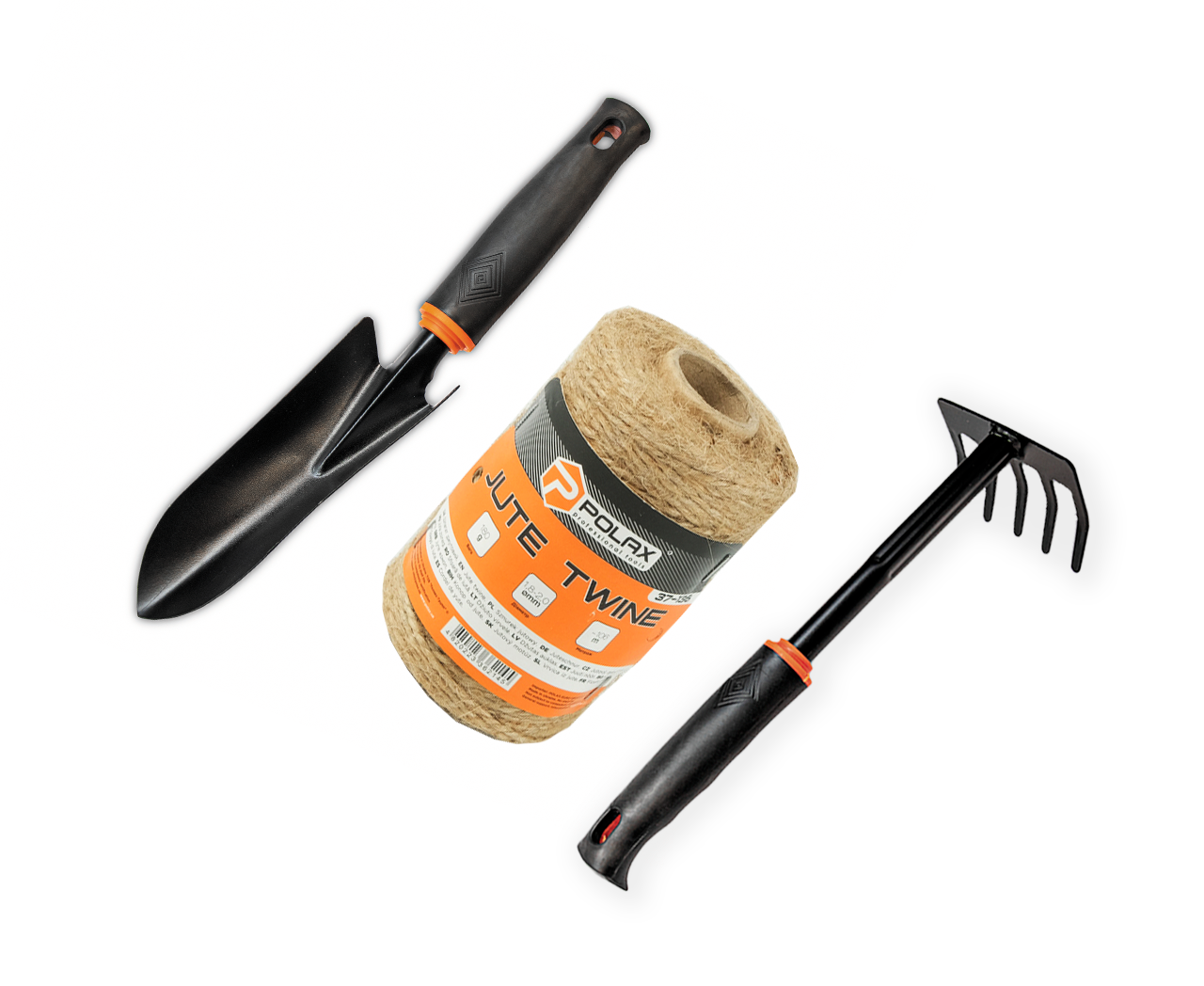 Садовий набір Polax лопатка, граблі міні, шпагат джутовий (337-001), фото 1
