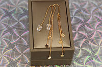 Сережки протяжки Xuping Jewelry дзвін монеток 7.7 см золотисті