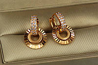 Серьги Xuping Jewelry ассорти колец с гафре 2 см золотистые