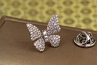 Брошь Xuping Jewelry бабочка с мелкими фианитами 1,7 см серебристая