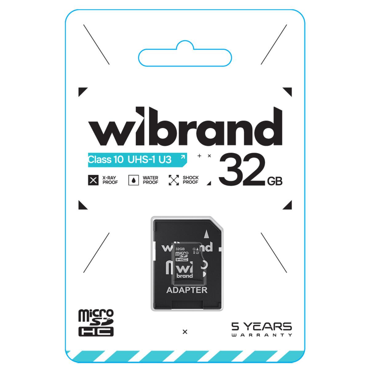 Карта пам'яті Wibrand microSDHC 32 GB class 10 UHS-I U3 + SD Adapter (WICDHU3/32GB-A)
