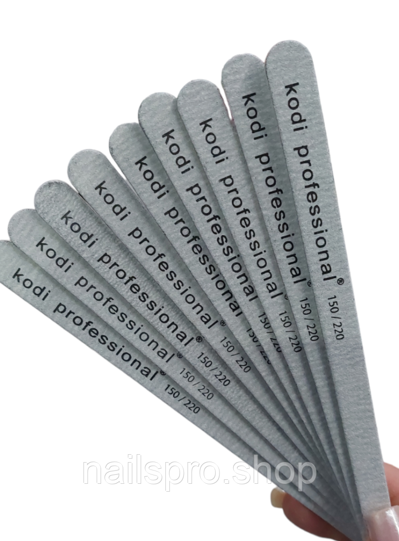 Пилка для нігтів Kodi Professional 150/220 Grey, крапелька, фото 1