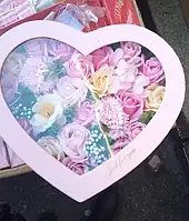 Подарочный набор мыла букет из роз в коробке розовый Love Light Rose Flower 205u87/1 PS