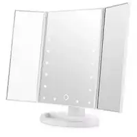 Зеркало настольное тройное косметическое с подсветкой для макияжа 22 LED Белое MU452145 PS