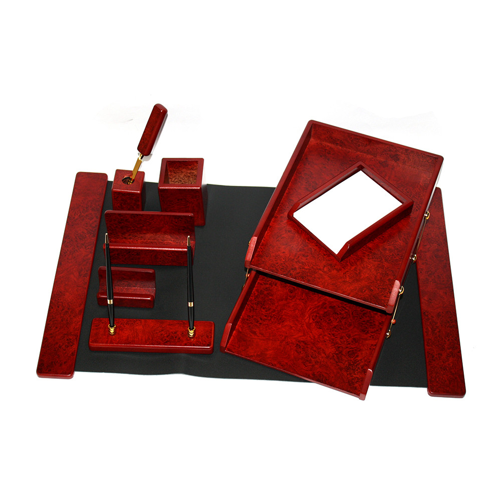 Набір настільний Good Sunrise 9 предметів з дерева, колір темно-бордовий M9A-1A