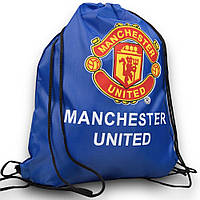 Рюкзак-мішок на шнурках, Манчестер Юнайтед, 33х41см, синій, тканина поліестер, для взуття, речей чи м'яча