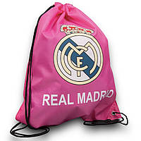Рюкзак-мішок на шнурках, Реал Мадрид, 33х41см, рожевий, тканина поліестер, для взуття, речей чи м'яча