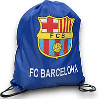 Рюкзак-мішок на шнурках, Барселона, 33х41см, синій, тканина поліестер, для взуття, речей чи м'яча