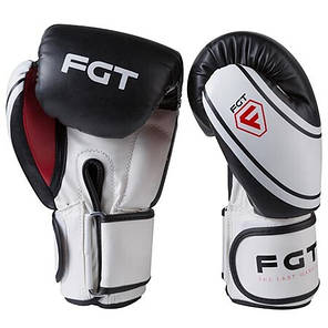 Боксерські рукавички чорно-білі FGT Flex 2177 розмір 8 oz, фото 2